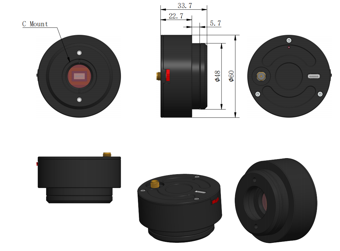 WUCAM8MPA / WUCAM1080PB dimensions