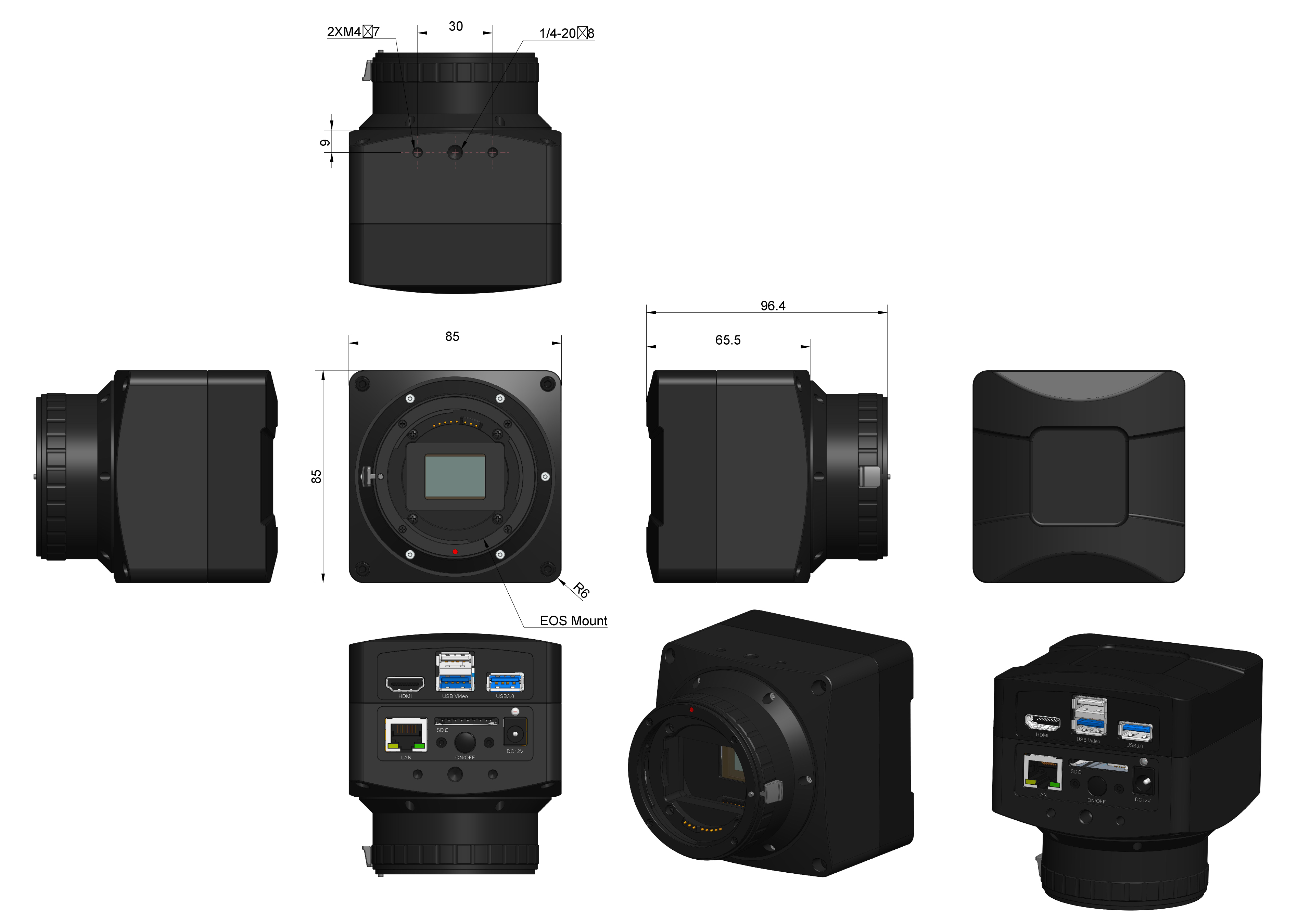 X8FCAM4K_EFL-Serie Abmessungen