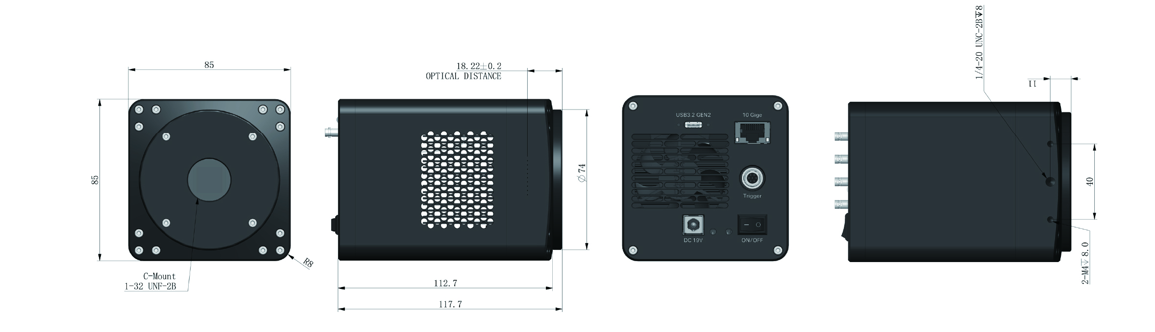 U10-10G air-cooled dimensions