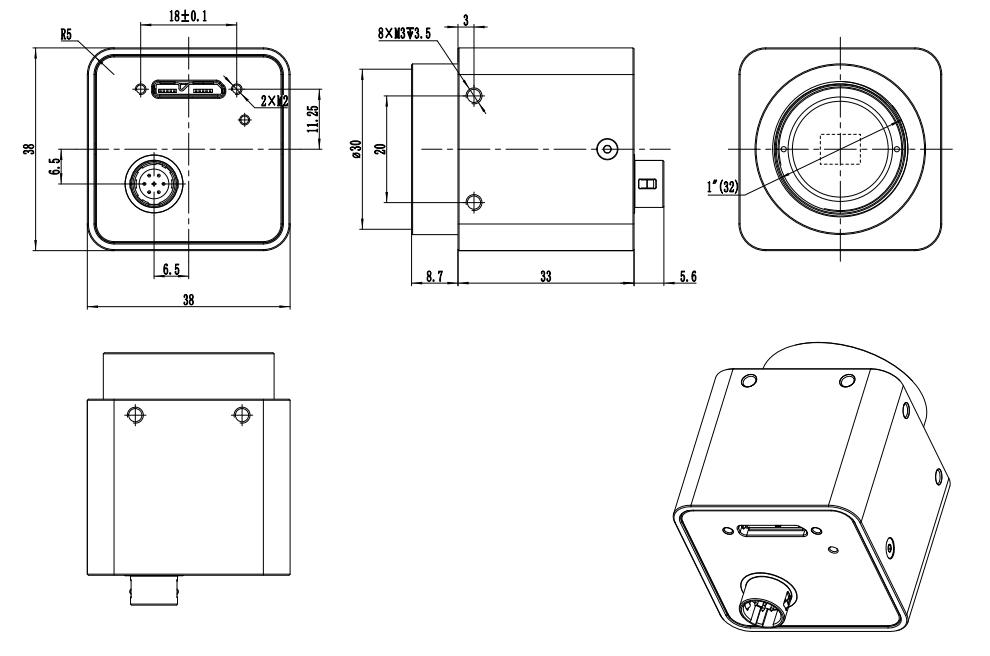 I3CMOS Camera Dimensions I3CMOS Camera Dimensions